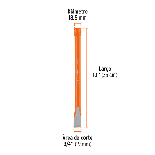 Cincel Largo 10" Acero Cromo Vanadio: Herramienta de Alto Impacto