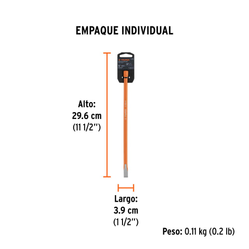 Cincel Largo de Acero Cromo Vanadio 10” - Durabilidad Garantizada