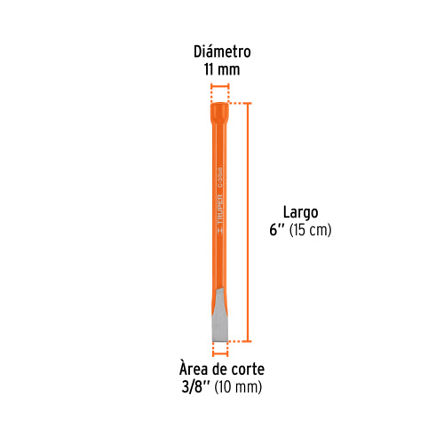 Cincel Largo de 6" en Acero Cromo Vanadio - Alta Resistencia