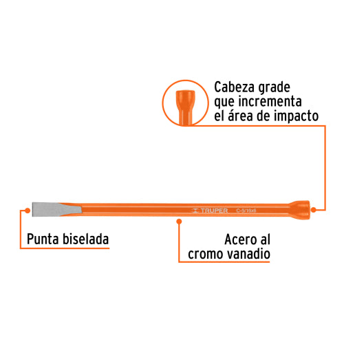 Cincel Largo 6" de Acero Cromo Vanadio - Alta Resistencia