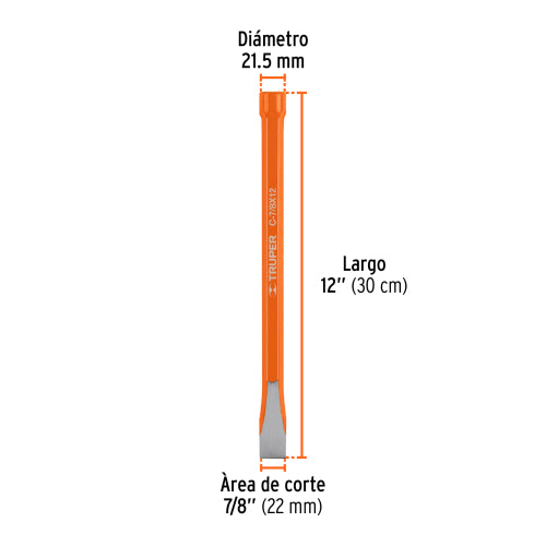 Cincel de Acero Cromo Vanadio 7/8" - Mayor Impacto