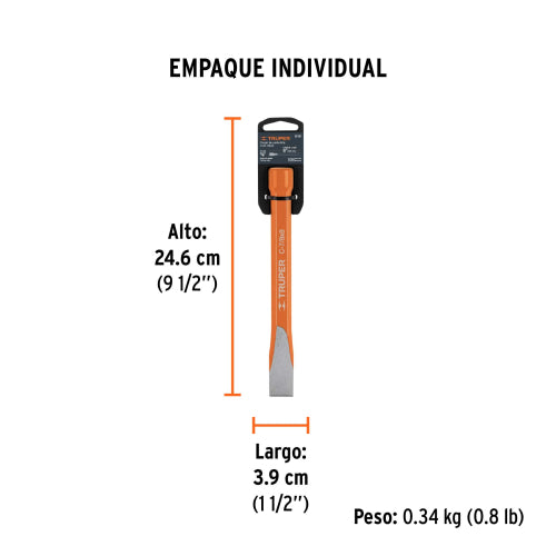 Cincel Largo 8" Acero Cromo Vanadio - Gran Impacto