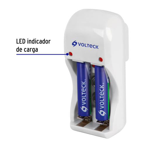 Cargador de Pilas AA, AAA y 9V - Incluye 2 Pilas AAA