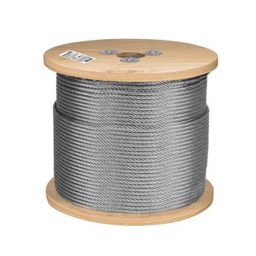METRO DE CABLE RIGIDO 1/4 DE ACERO 7X7 HILOS 300M