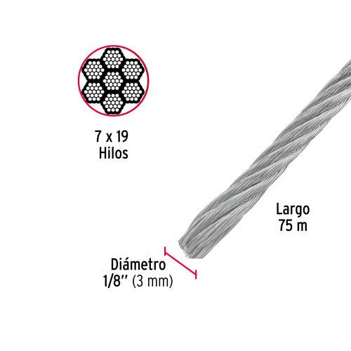 Metro de Cable de Acero 1/8" Flexible - Alta Resistencia y Durabilidad