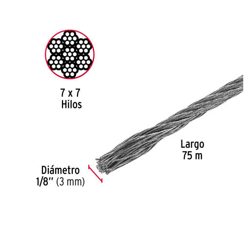 Metro de Cable de Acero 1/8" Rígido - Alta Durabilidad