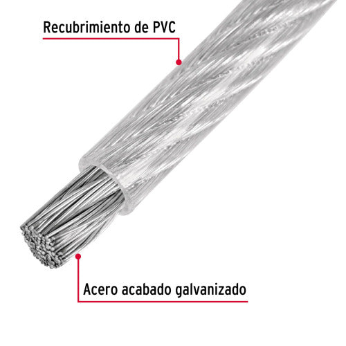 Metro Cable Rígido 1/8" Acero 7x7 Recubierto