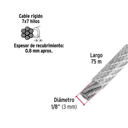 Metro de Cable de Acero 1/8" Rigido Recubierto - Durabilidad Garantizada