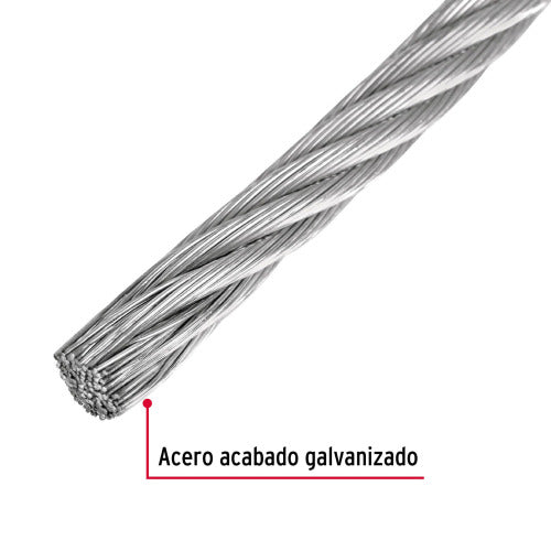 METRO DE CABLE RIGIDO 3/16 DE ACERO 7X7 HILOS 300M