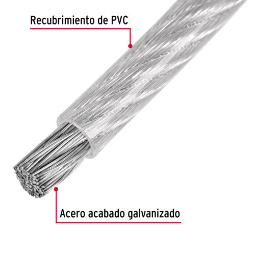 METRO DE CABLE RIGIDO 3/32 ACERO 7X7 RECUBIERTO