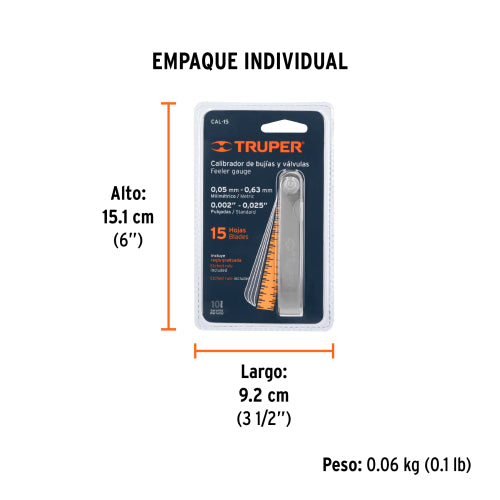 Calibrador de Bujias 15 Hojas CAL-15