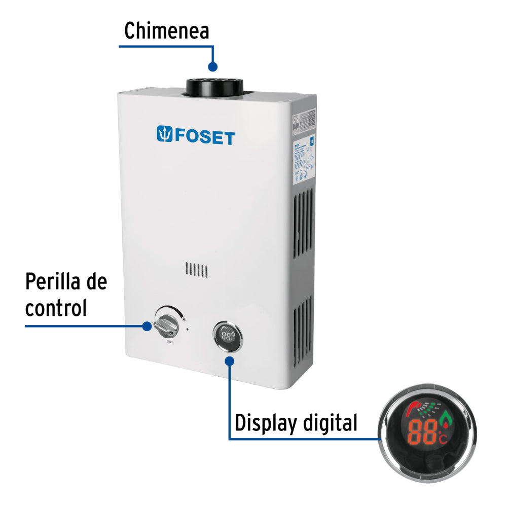 CALENTADOR AGUA INSTANTÁNEO GAS LP 6 LT