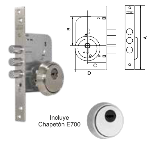 Mecanismo TESA RB201 TX80 | Llave/Llave 30x30 Niquelado