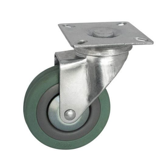 Rodaja Giratoria 3" con Freno y Hule Verde JAKO