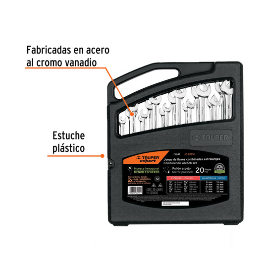 Juego de Llaves Combinadas 20 Piezas - Calidad Profesional