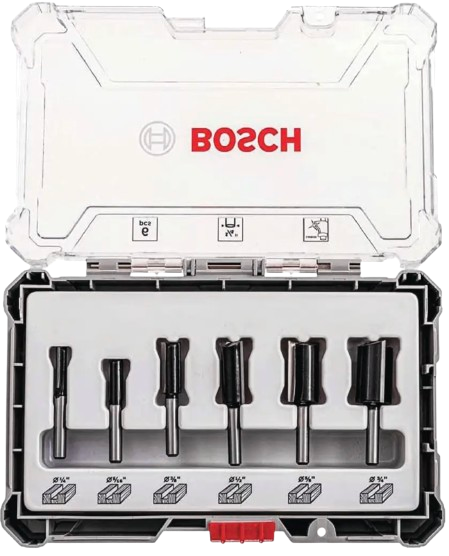 Set Fresas Rectas Bosch 1/4" - 6 Piezas