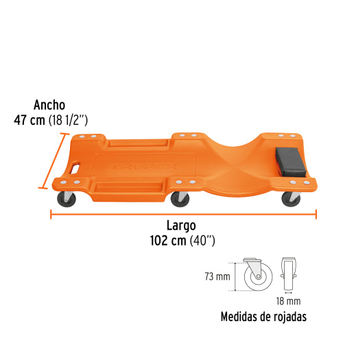 Cama de Plástico 40" para Mecánico - Resistente y Duradera