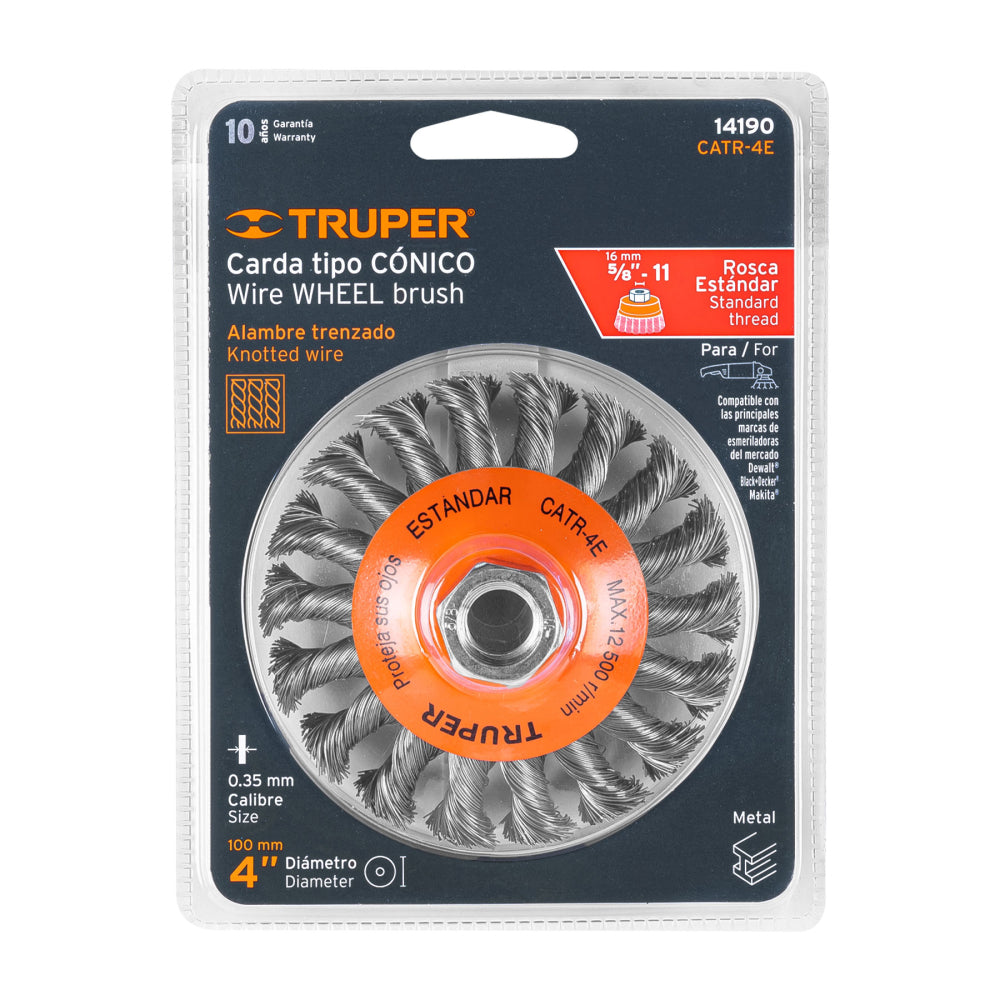 CARDA TRENZADA TIPO PLATO, 4 PARA ESMERILADORA