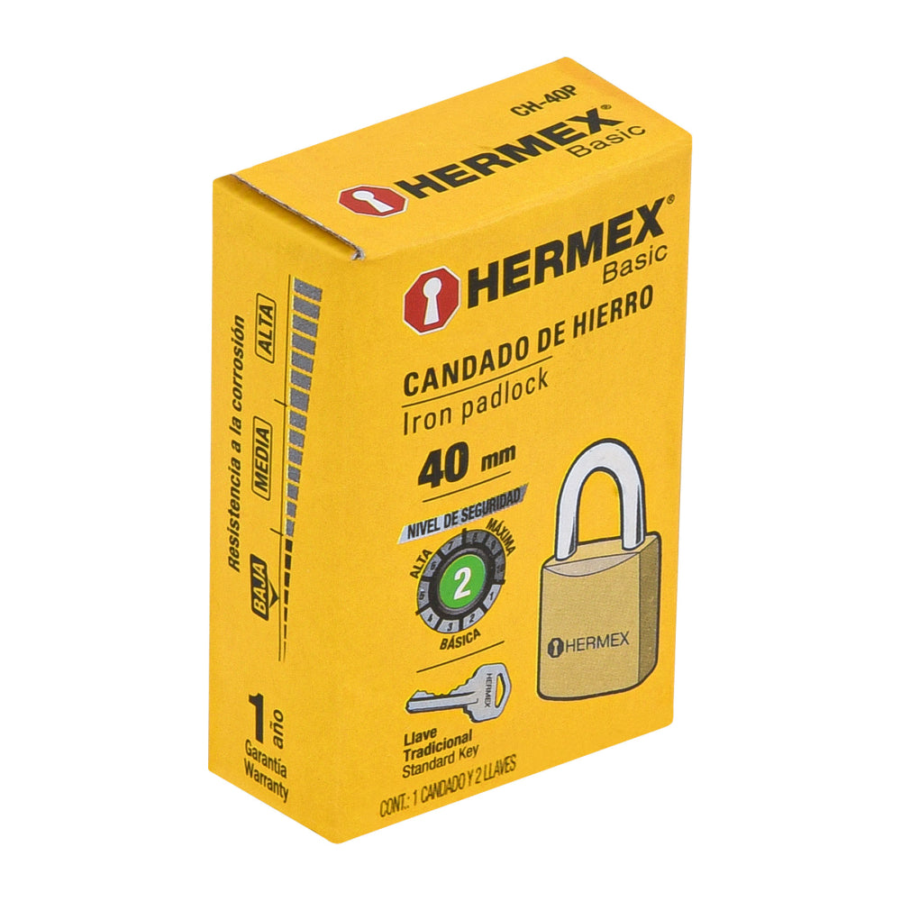 CANDADO DE HIERRO 40 MM HERMEX BASIC