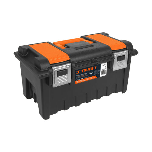 Caja Plástica 19" con Compartimentos - Naranja y Broche