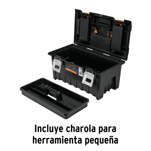 Caja Plástica 19" con Compartimentos - Naranja y Broche