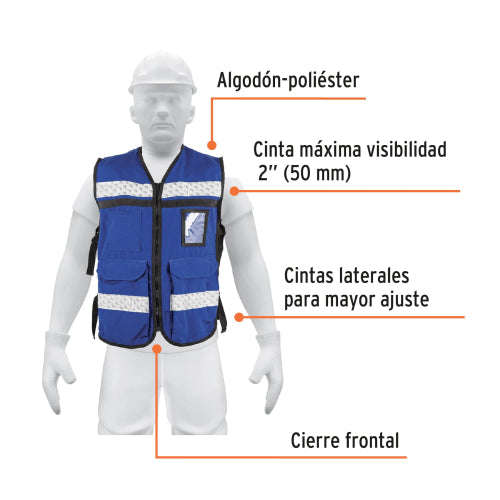 Chaleco Reflectante Azul Rey - Alta Visibilidad y Seguridad