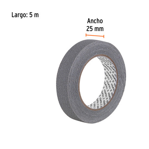 Cinta Antiderrapante Gris 25mm para Suelos Húmedos