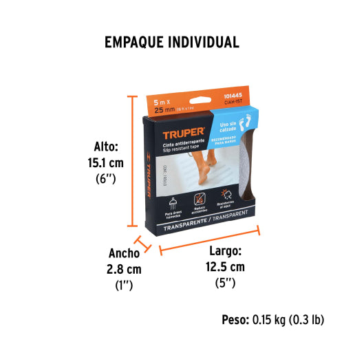 Cinta Antideslizante Transparente 5m x 25mm - Seguridad Garantizada