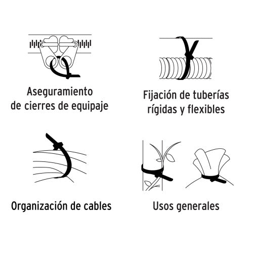 Cinchones de Plástico Negro 150x3.5mm - Pack de 50 Unidades