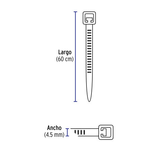Cincho Plástico 600 mm, 50 lb - Paquete de 25