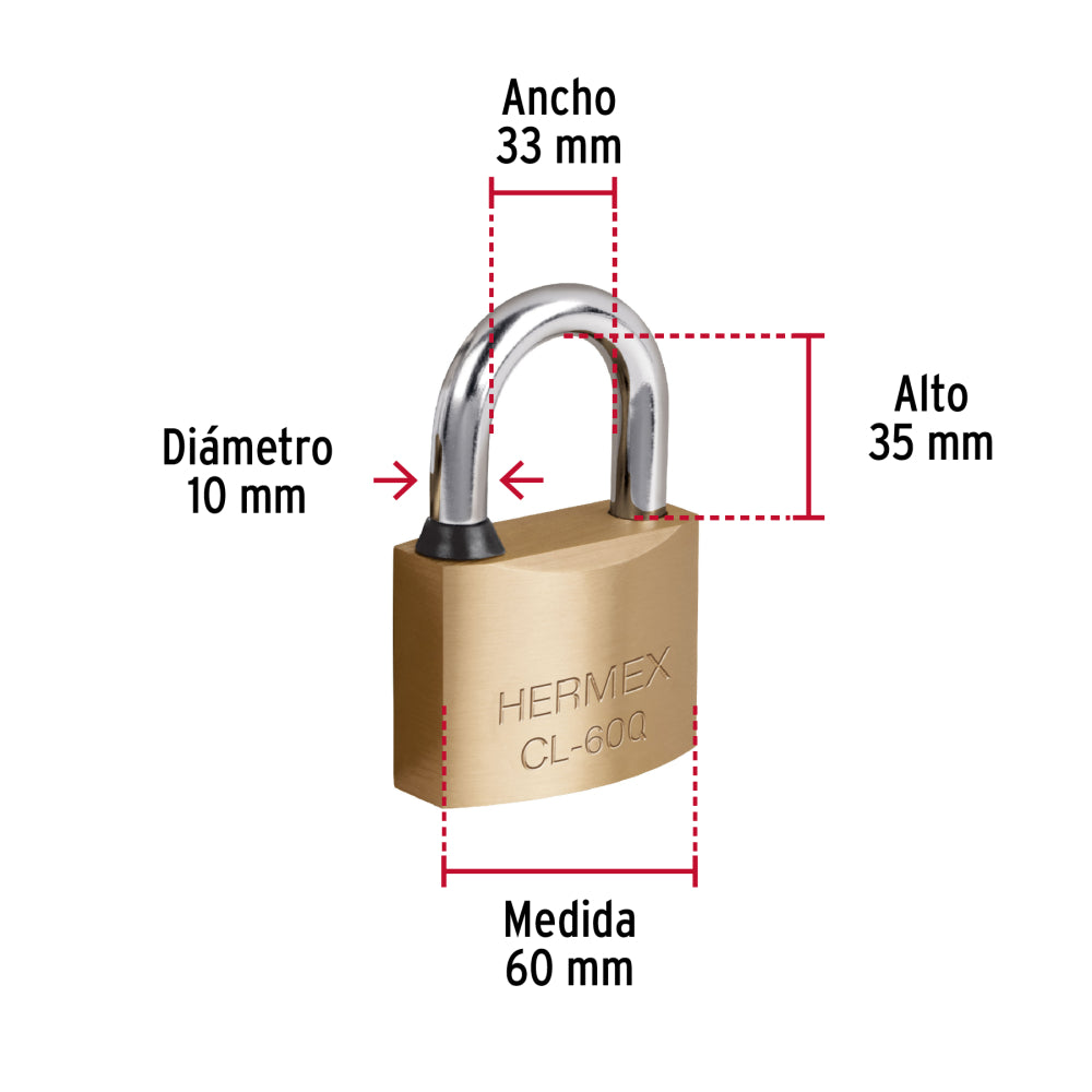 Candado de Latón 60mm Seguro - Llave de Puntos
