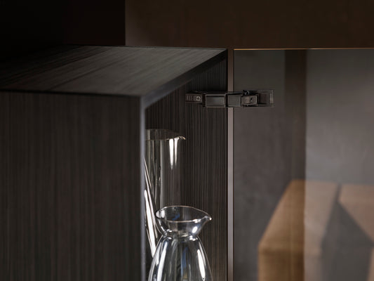 Bisagra CLIP top BLUMOTION CRISTALLO 110° Onyx Black Vidrio - Madera
