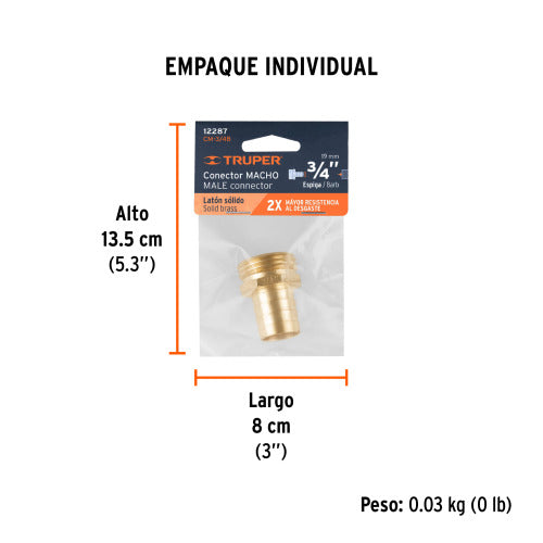 Conexión de Latón Macho 3/4" - Alta Durabilidad