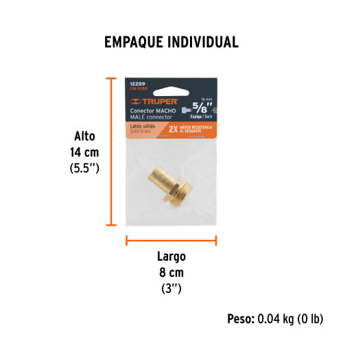 Conexión de Latón Macho 5/8" - Alta Durabilidad y Calidad