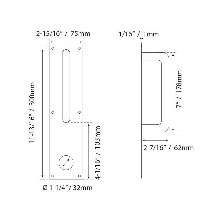Manija con Placa para Barra Antipánico, Modelo 4, Inox