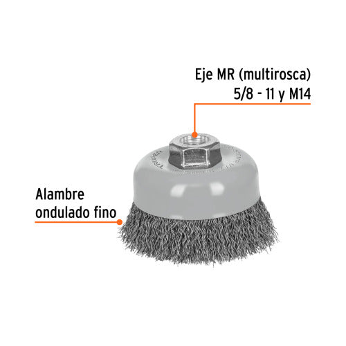 Carda de Copa Alambre Ondulado Fino 4" - Herramienta Perfecta
