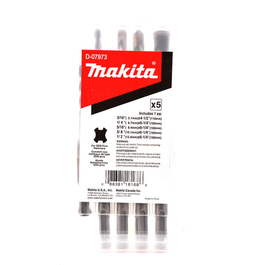 Juego Brocas SDS-PLUS 3/16-1/2" Makita - 5 Piezas