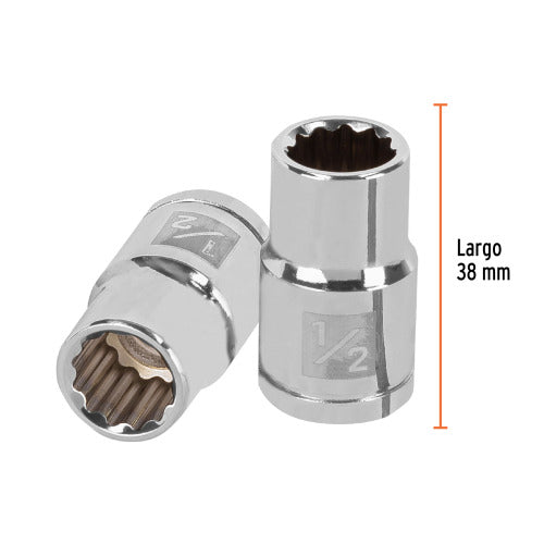 Dado de 12 Puntas 1/2" Acero Cromo Vanadio - Alta Resistencia