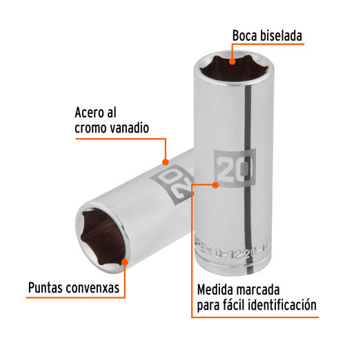 Dado Largo 20mm 6 Puntas 1/2" | Herramienta Profesional