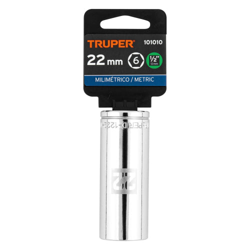 Dado Largo 22mm 6 Puntas Cuadrado 1/2" - Herramienta Profesional