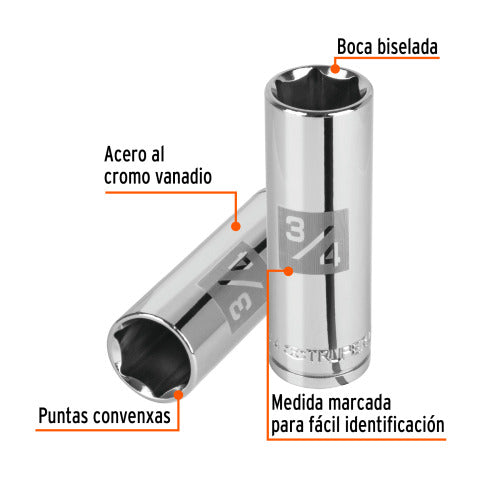 Dado Largo 3/4" 6 Puntas - Acero Resistente D-5324-H