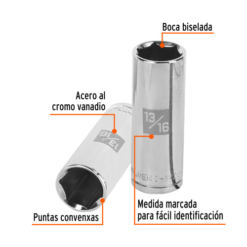 Dado Largo 13/16" para Bujía - Acero Cromo Vanadio D-5326-H
