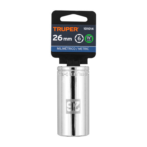 Dado Largo de 26mm, 6 Puntas, Cuadro de 1/2" | Herramienta Profesional