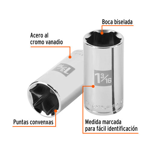 Dado Largo 1-3/16" 6 Puntas, Cuadro 1/2" - Alta Durabilidad