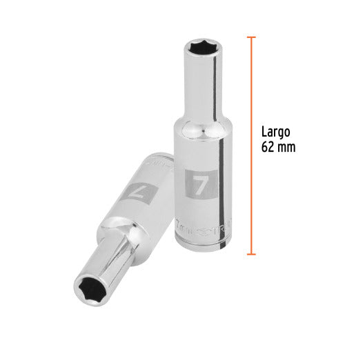 Dado Largo de 7mm 6 Puntas, Cuadrado 3/8" - Herramienta Resistente