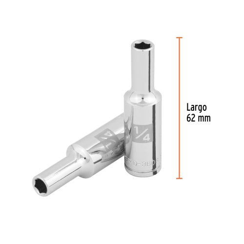 Dado Largo 1/4" 6 Puntas - Herramienta Profesional 3/8"