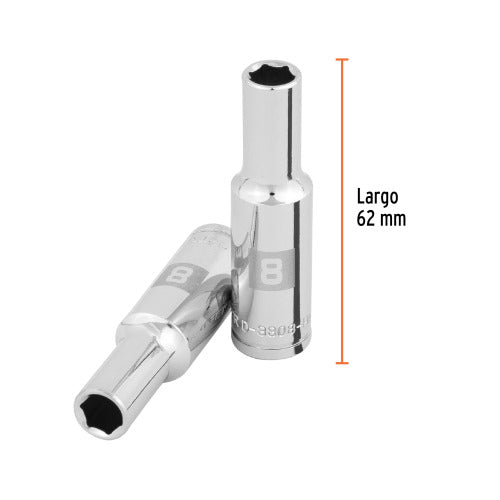Dado Largo 8mm 6 Puntas 3/8" - Herramienta Profesional