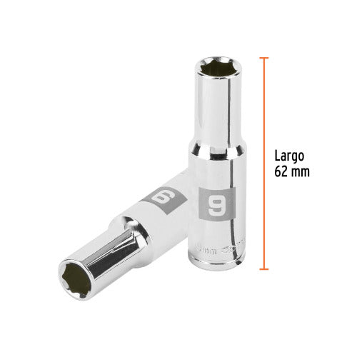 Dado Largo 9mm 6 Puntas Cuadrado 3/8" - Herramienta Profesional