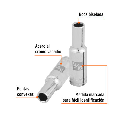 Dado Largo 5/16" 6 Puntas con Cuadro de 3/8" - Herramienta Profesional