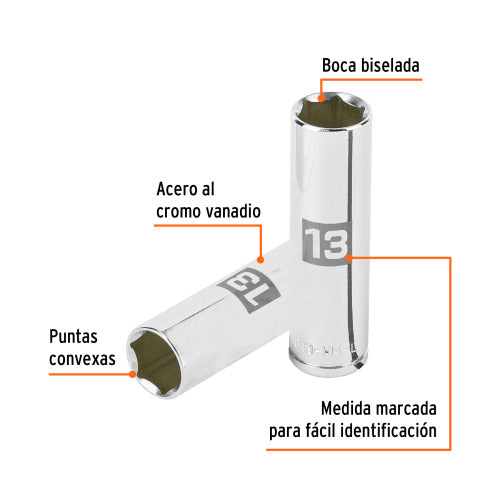 Dado 6 Puntas Largo 3/8' 13mm | Herramientas Profesionales